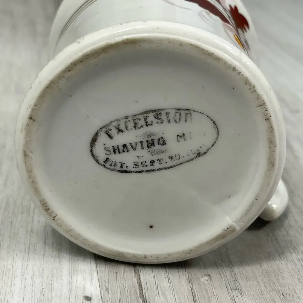 Antique Excelsior Hand Painted Porcelain Oak Leaf Acorn Shaving Scuttle Mug
